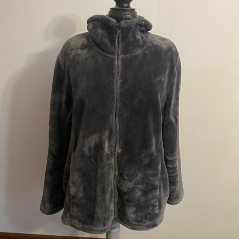 32Heat Gray Plush Fleece zip front high neck jacket, size XXL